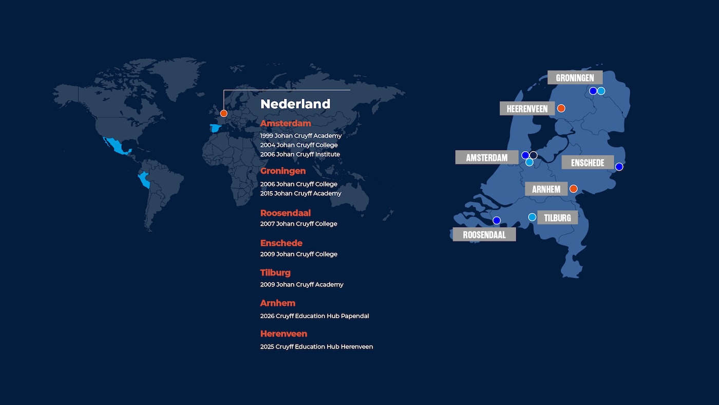Kaart - Cruyff Education in Nederland - Johan Cruyff College.